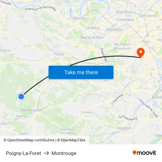 Poigny-La-Foret to Montrouge map