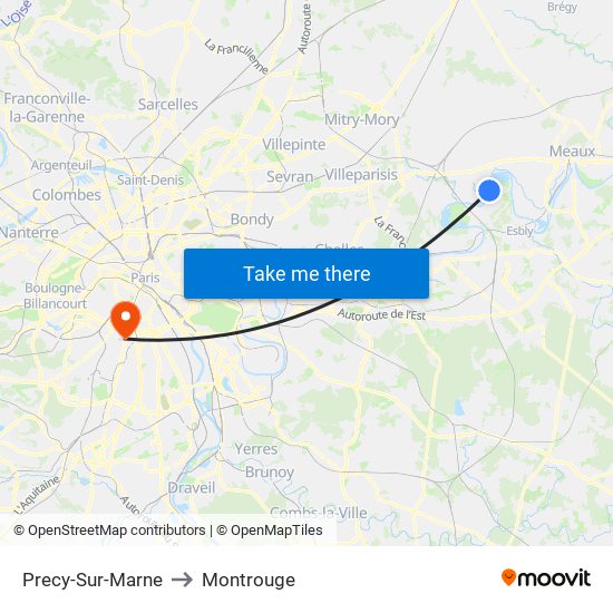 Precy-Sur-Marne to Montrouge map
