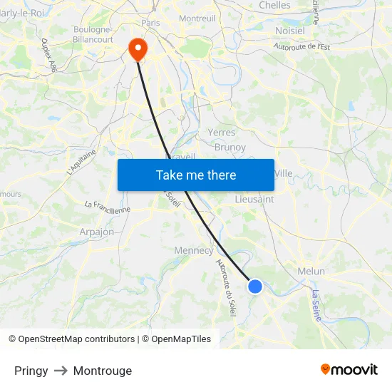 Pringy to Montrouge map