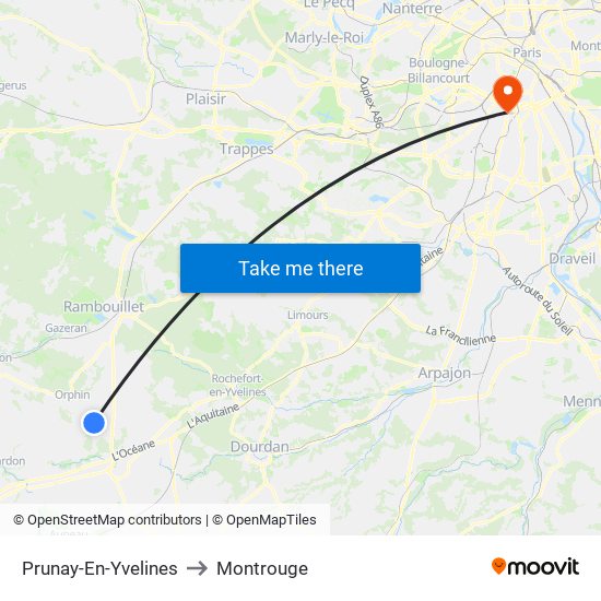 Prunay-En-Yvelines to Montrouge map