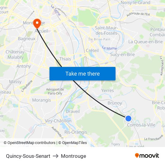 Quincy-Sous-Senart to Montrouge map