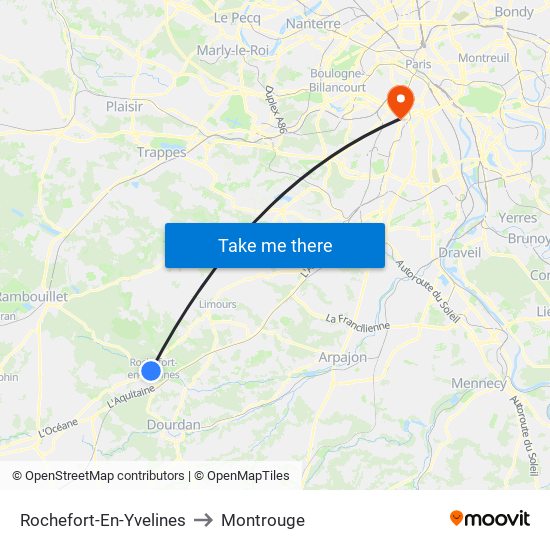 Rochefort-En-Yvelines to Montrouge map