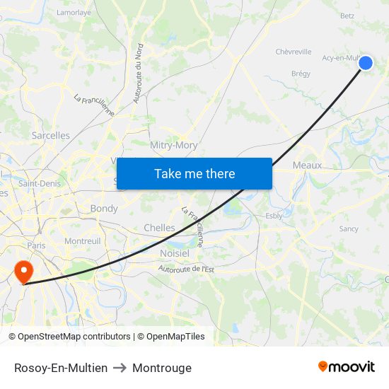 Rosoy-En-Multien to Montrouge map