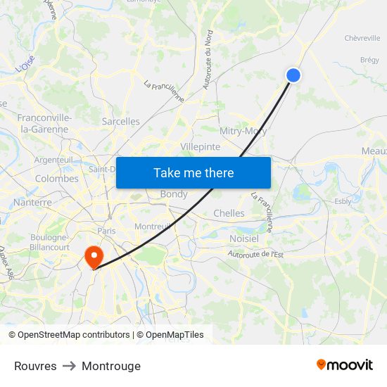 Rouvres to Montrouge map