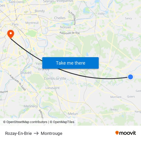 Rozay-En-Brie to Montrouge map