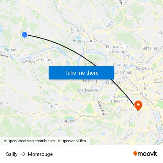 Sailly to Montrouge map