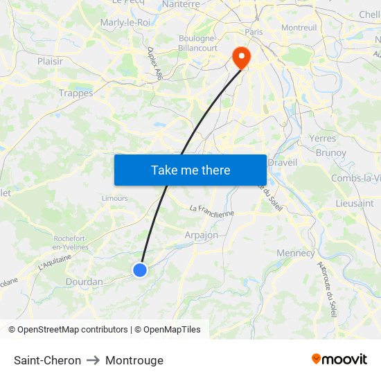 Saint-Cheron to Montrouge map