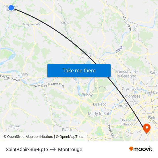 Saint-Clair-Sur-Epte to Montrouge map