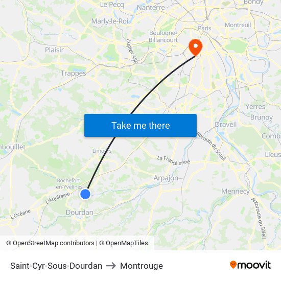 Saint-Cyr-Sous-Dourdan to Montrouge map