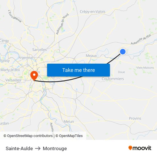 Sainte-Aulde to Montrouge map