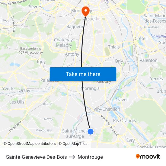 Sainte-Genevieve-Des-Bois to Montrouge map