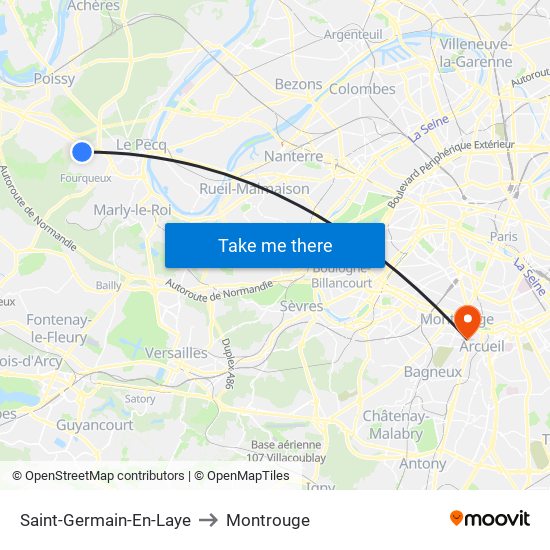 Saint-Germain-En-Laye to Montrouge map