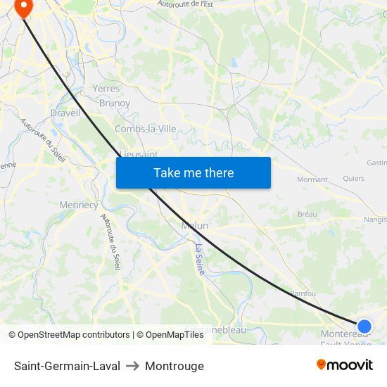 Saint-Germain-Laval to Montrouge map