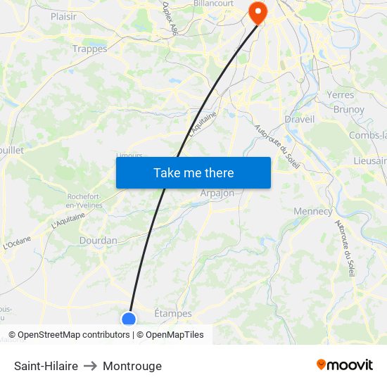 Saint-Hilaire to Montrouge map