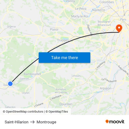 Saint-Hilarion to Montrouge map