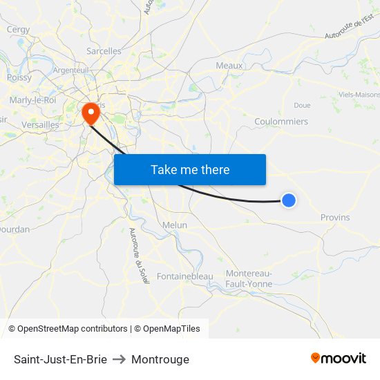 Saint-Just-En-Brie to Montrouge map