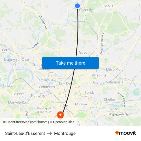 Saint-Leu-D'Esserent to Montrouge map