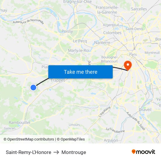 Saint-Remy-L'Honore to Montrouge map