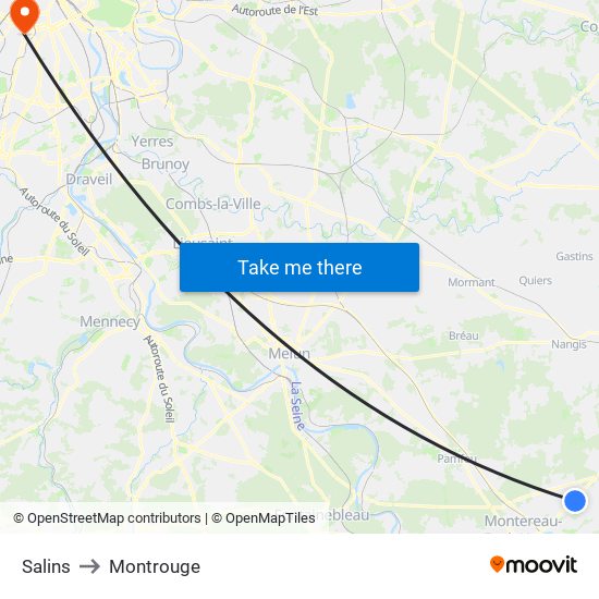 Salins to Montrouge map