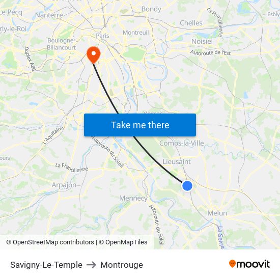 Savigny-Le-Temple to Montrouge map