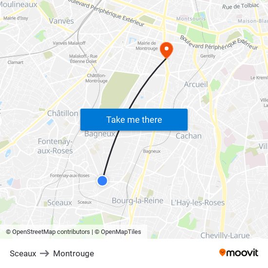 Sceaux to Montrouge map