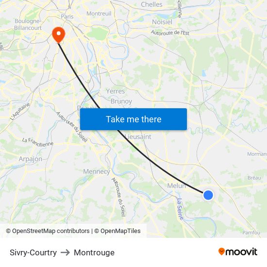 Sivry-Courtry to Montrouge map