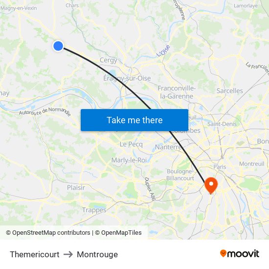 Themericourt to Montrouge map