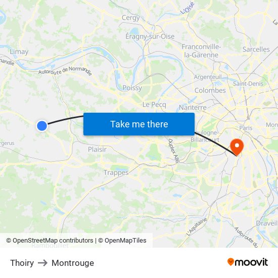 Thoiry to Montrouge map
