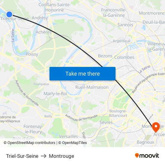 Triel-Sur-Seine to Montrouge map