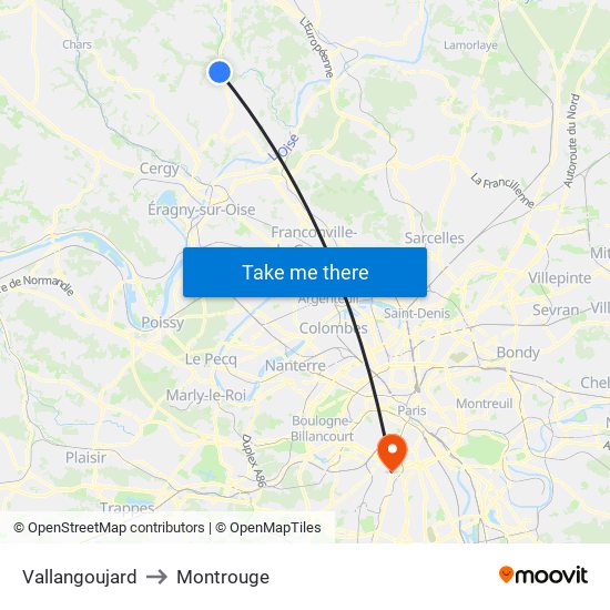 Vallangoujard to Montrouge map