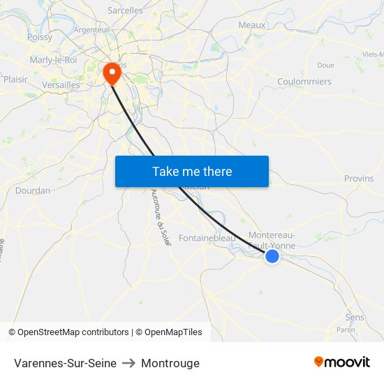 Varennes-Sur-Seine to Montrouge map