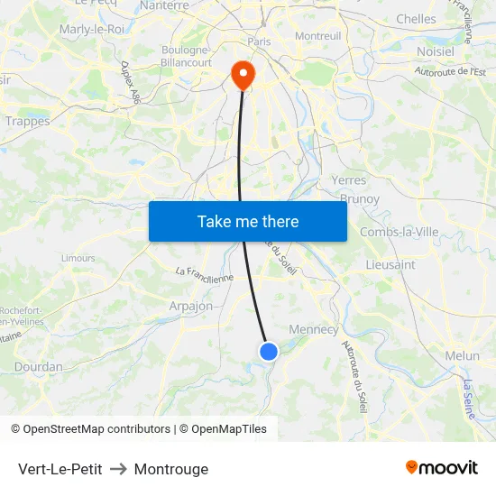Vert-Le-Petit to Montrouge map