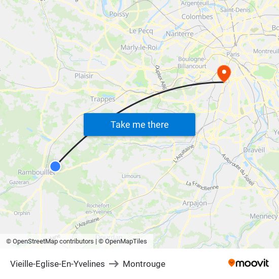 Vieille-Eglise-En-Yvelines to Montrouge map