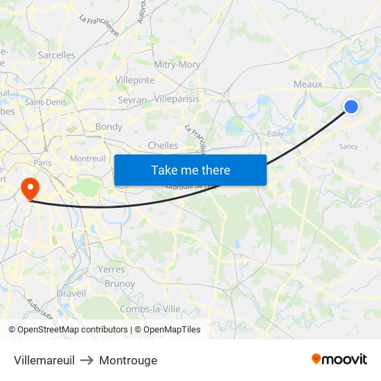 Villemareuil to Montrouge map