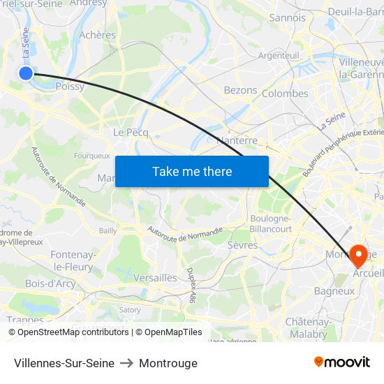 Villennes-Sur-Seine to Montrouge map