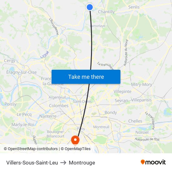 Villers-Sous-Saint-Leu to Montrouge map