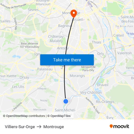 Villiers-Sur-Orge to Montrouge map