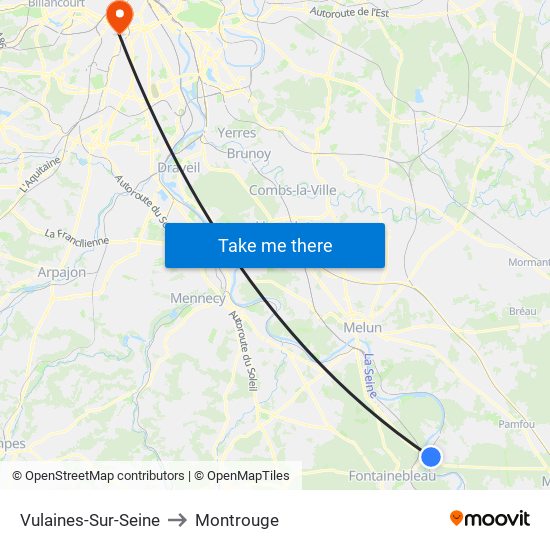 Vulaines-Sur-Seine to Montrouge map