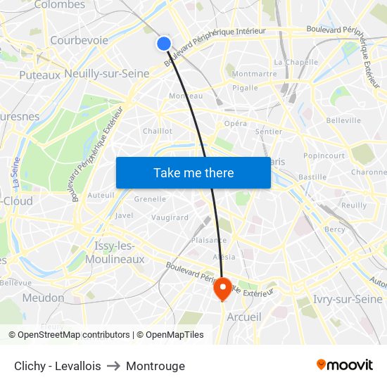 Clichy - Levallois to Montrouge map