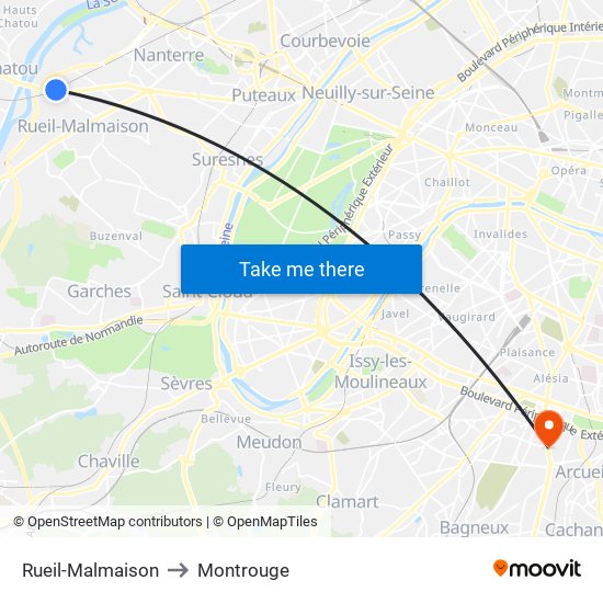 Rueil-Malmaison to Montrouge map