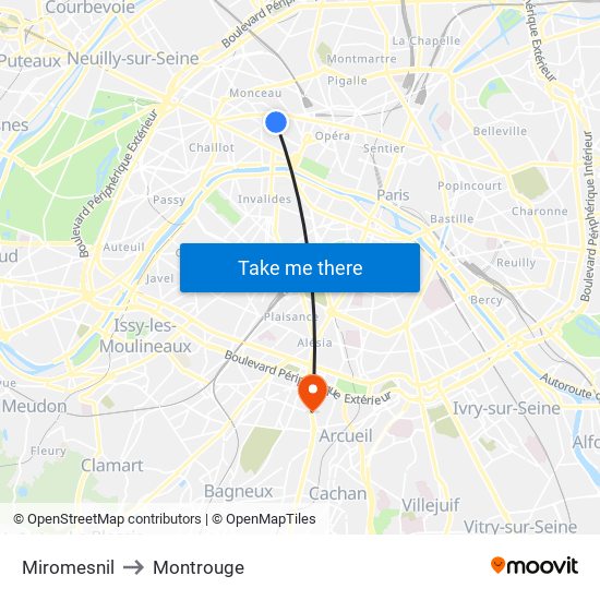 Miromesnil to Montrouge map