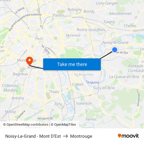 Noisy-Le-Grand - Mont D'Est to Montrouge map