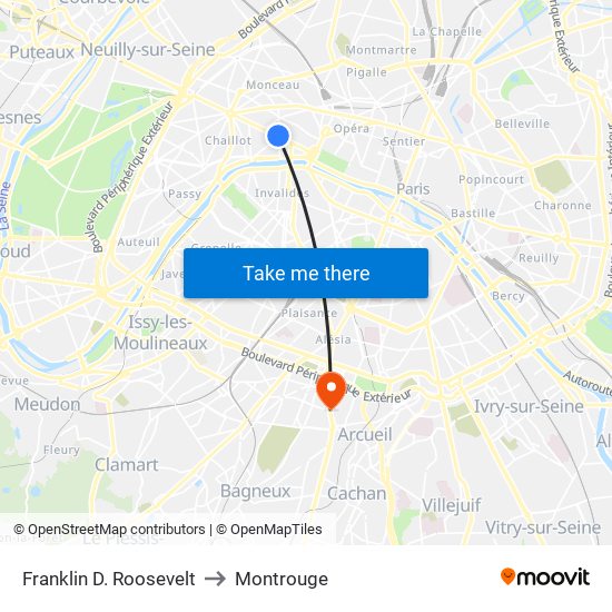 Franklin D. Roosevelt to Montrouge map