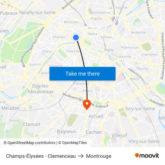 Champs-Élysées - Clemenceau to Montrouge map