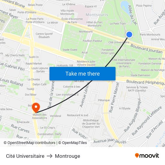 Cité Universitaire to Montrouge map