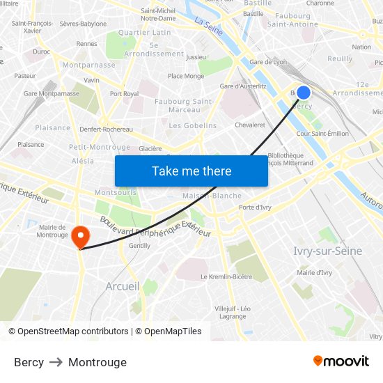 Bercy to Montrouge map