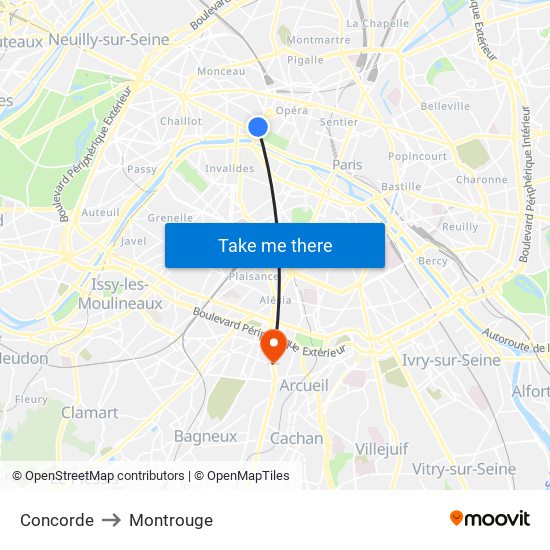 Concorde to Montrouge map