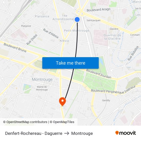 Denfert-Rochereau - Daguerre to Montrouge map