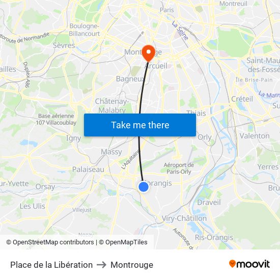 Place de la Libération to Montrouge map