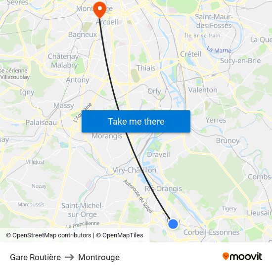 Gare Routière to Montrouge map